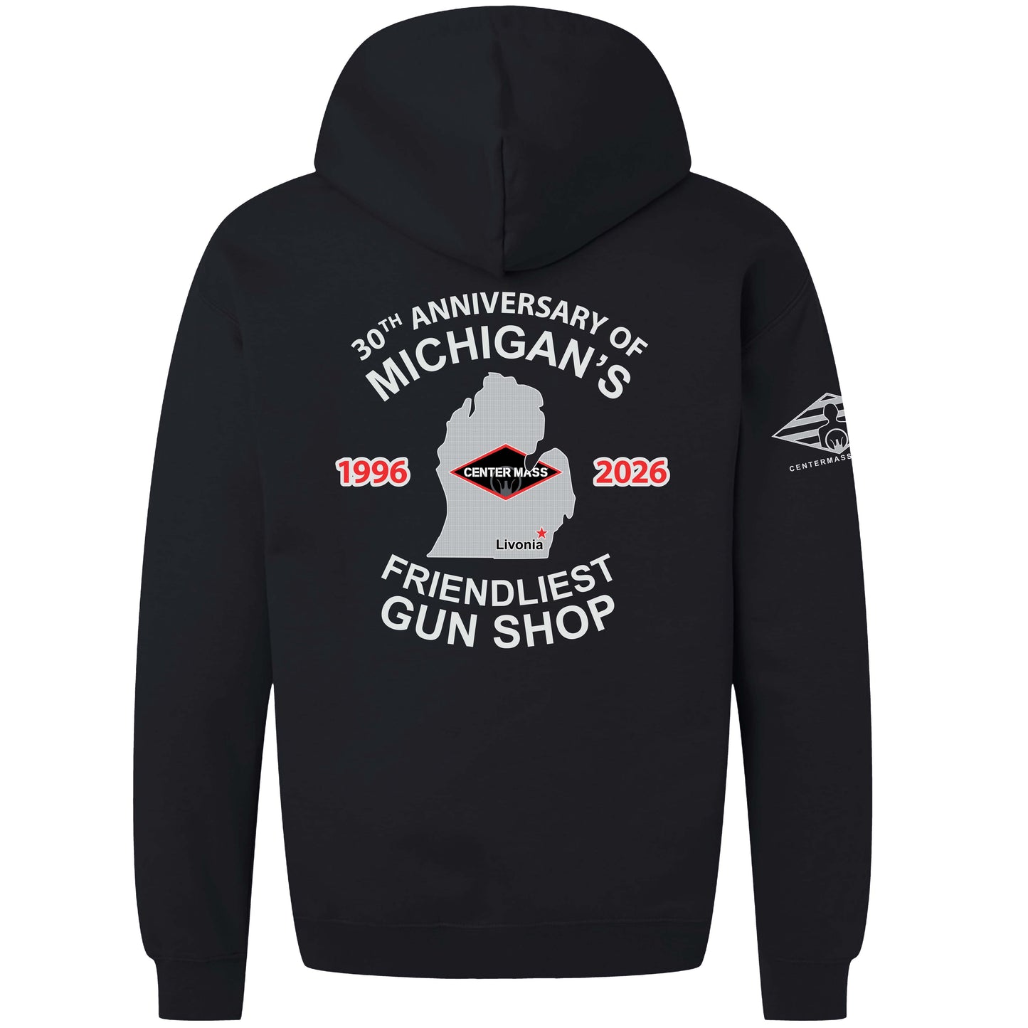 30TH ANNIVERSARY OF MICHIGANS FRIENDLIEST GUN SHOP HOODIE - CENTER MASS INC
