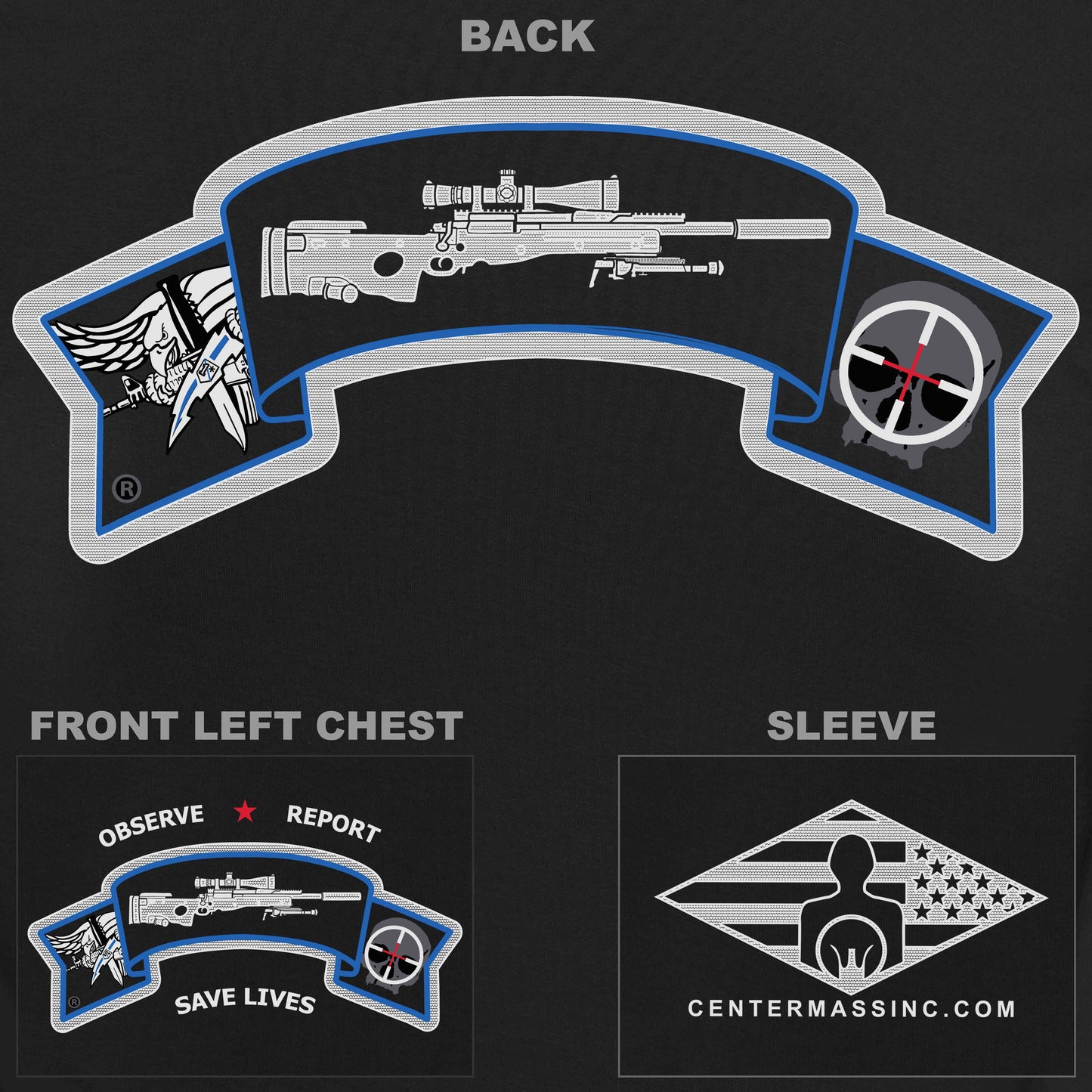 Black Observe Report Police Sniper TShirt