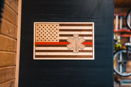 EMS Flag Wood Sign