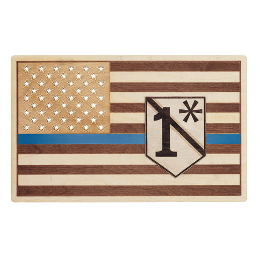 1 Asterisk Flag Wood Sign