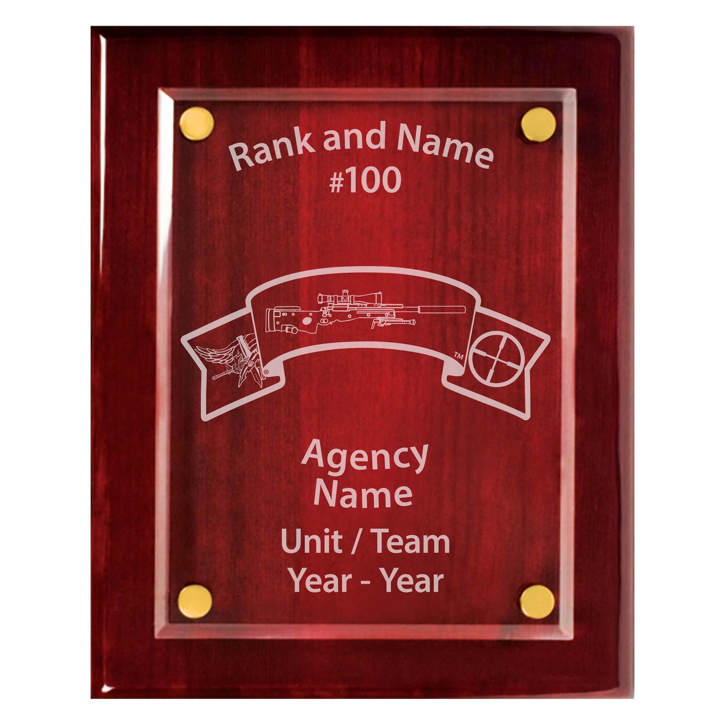 Sniper Premium Rosewood Plaque - 10.5 x 13"