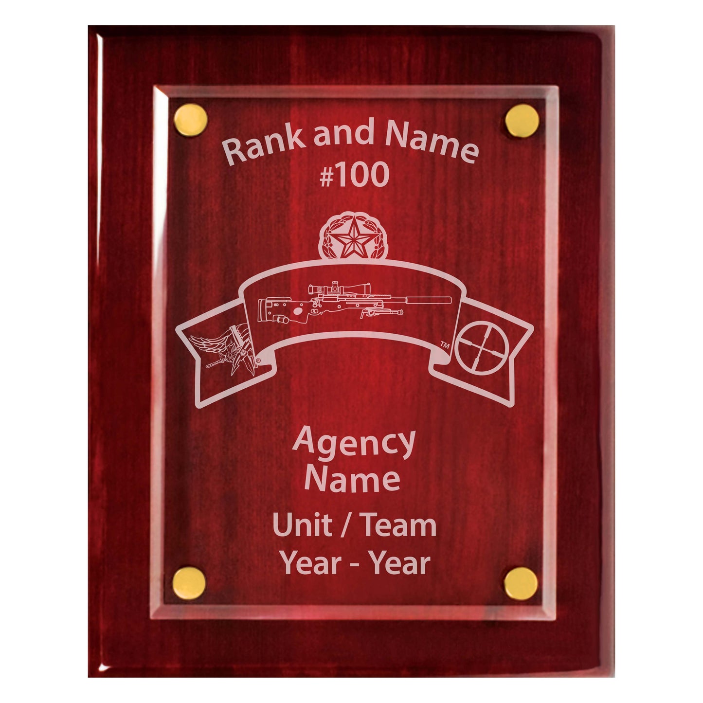 Sniper Premium Rosewood Plaque - 10.5 x 13"