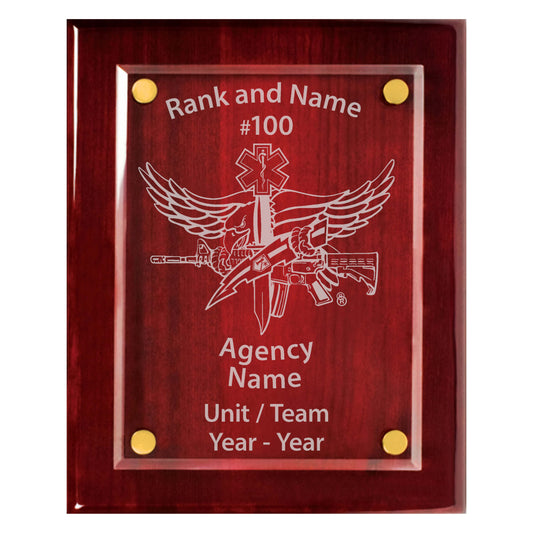 SWAT Medic Premium Rosewood Plaque - 10.5 x 13"