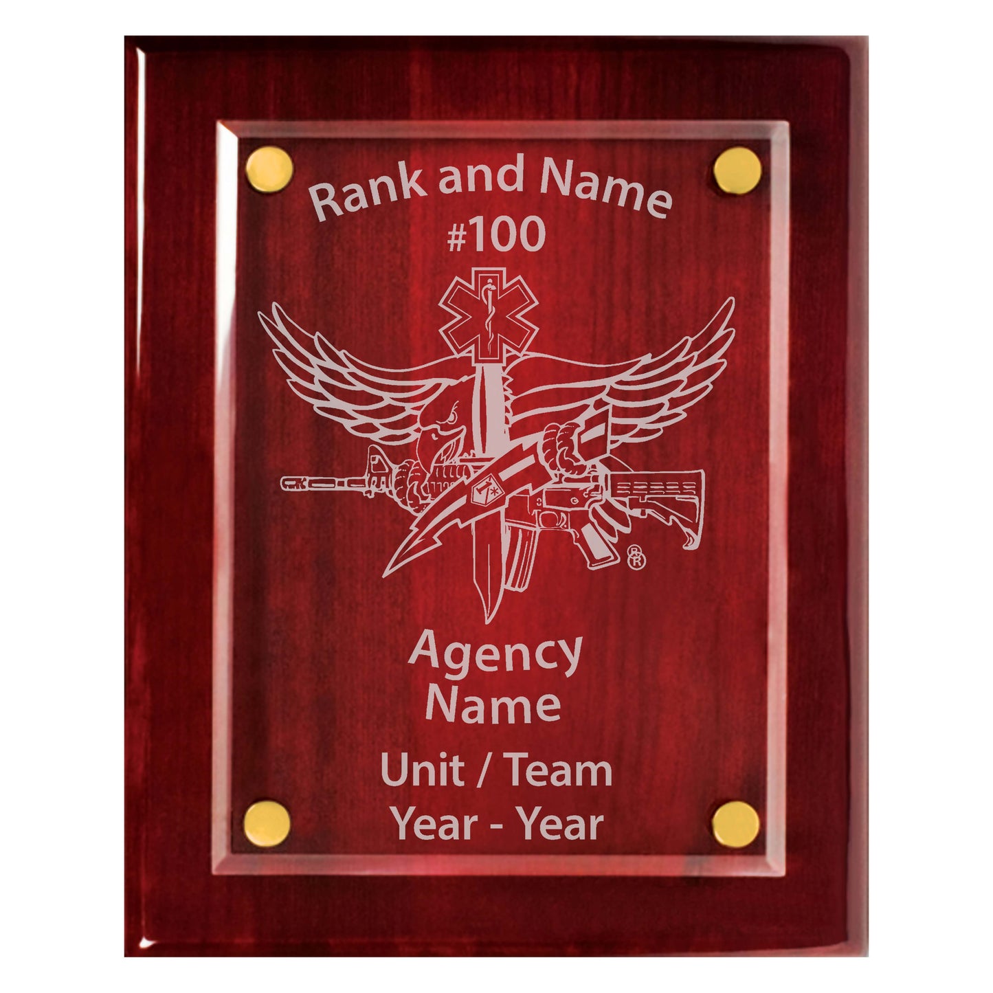 SWAT Medic Premium Rosewood Plaque - 10.5 x 13"