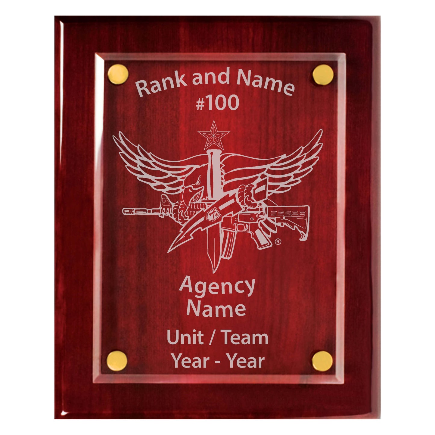 SWAT Operator Premium Rosewood Plaque - 10.5 x 13"