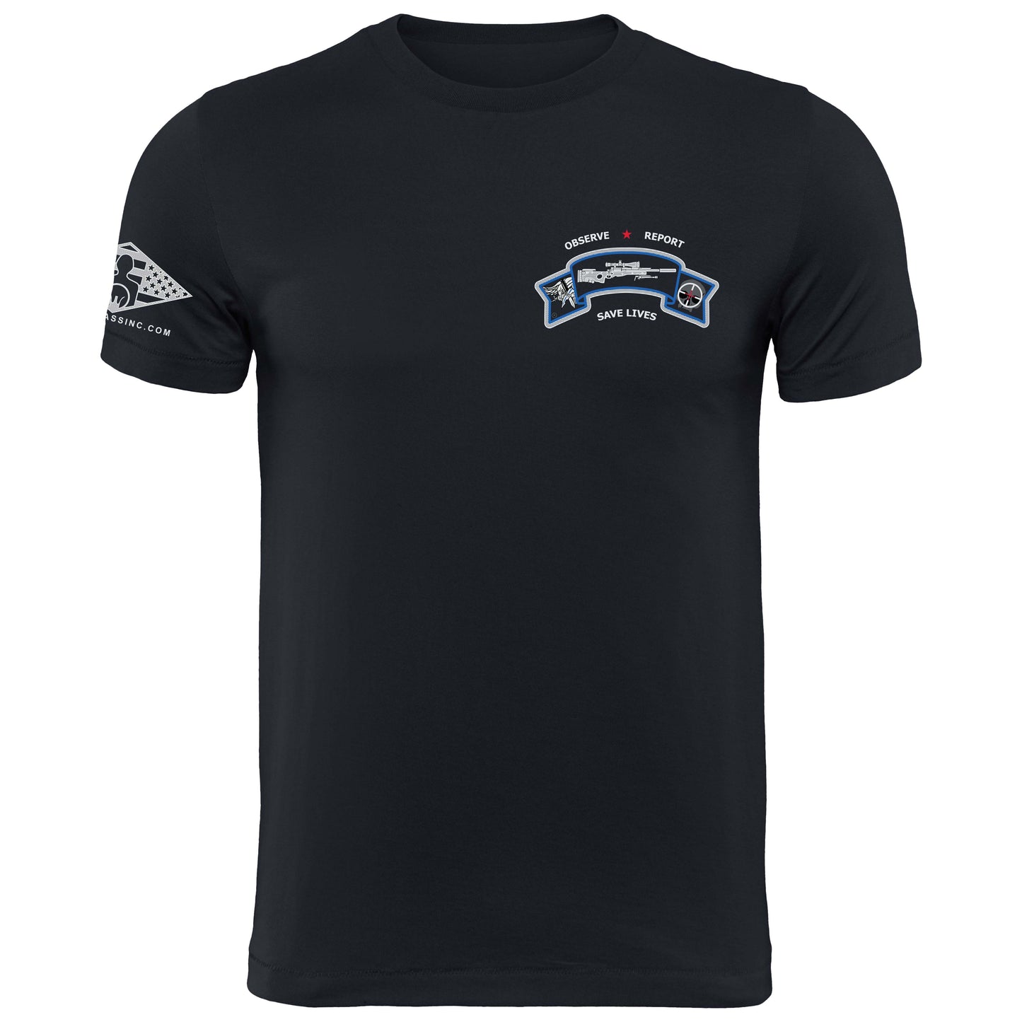 Black Observe Report Police Sniper TShirt