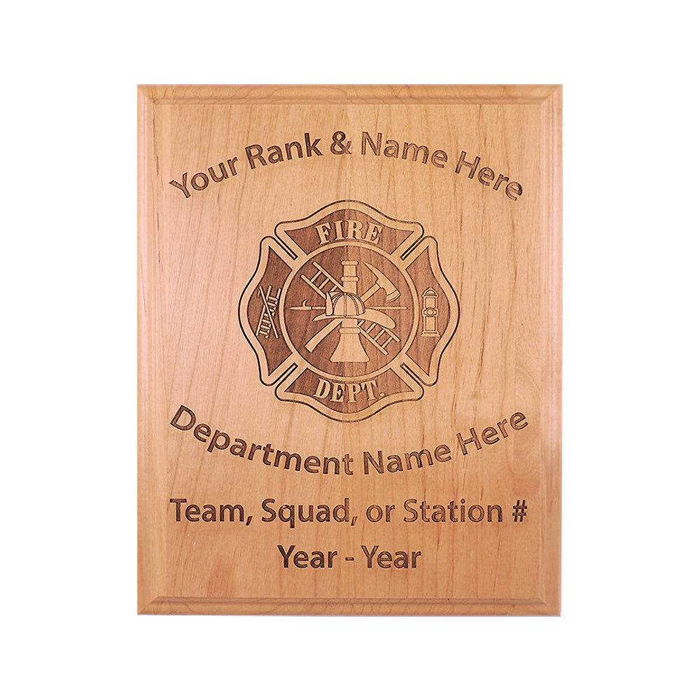 Fire Dept Wood Plaque